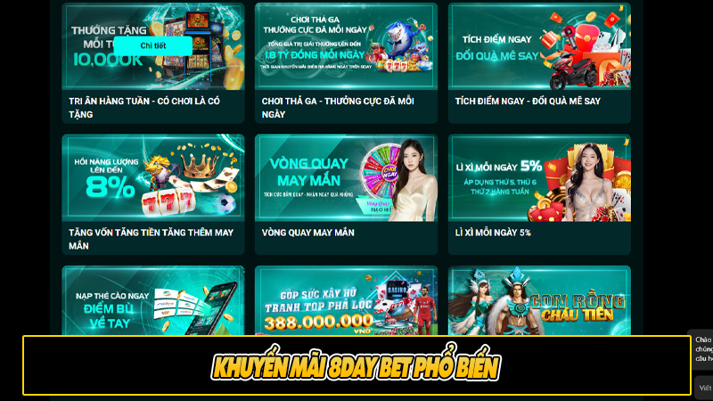 Khuyến mãi 8day bet phổ biến